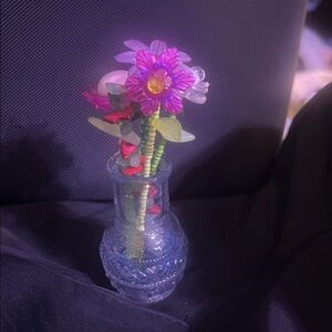 Artisan Handmade Flowers with Crystal Vase the Flowers that can last forever